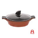 Diamond Two handle pan Red with 24 cm BLS glass lid