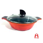 Diamond Two handle pan orange with 24 cm BLS glass lid