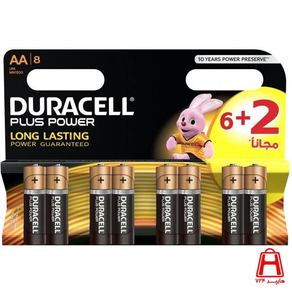 Duracell Plus Power AA Battery Pack Of 6 Plus 2