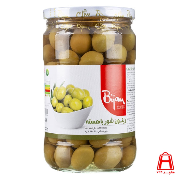 Glass salted olives with 680 g core normal