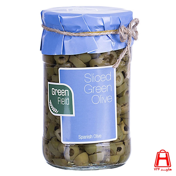 Green Field Green olive slices Spanish jar 680 g