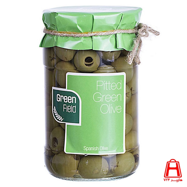 Green Field Green olive without Spanish kernels in a glass 680 g