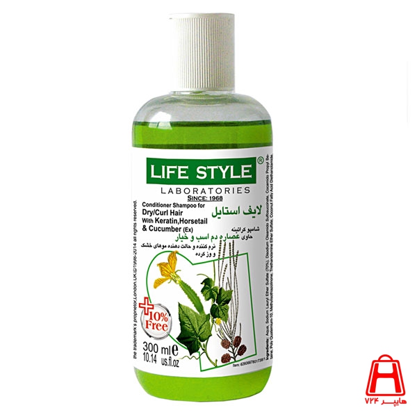 Keratin shampoo for softening dry and frizzy hair 300 ml Life Style