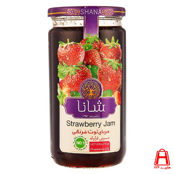 Shana glass strawberry jam 830 g