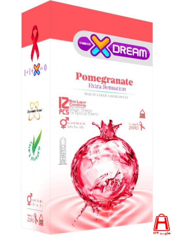 Vaginal tightening condom containing Pomegranate pomegranate