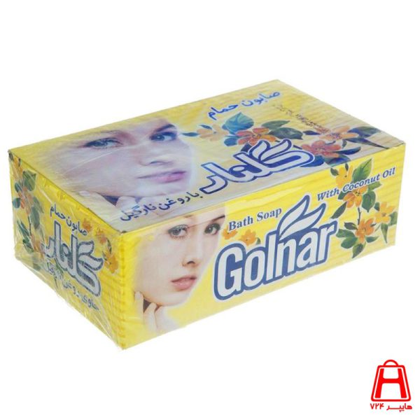 Yellow bath soap Golnar face design 130 g