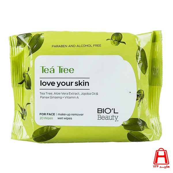Biol Facial cleansing wipes oily skin tea tree 20 leaves