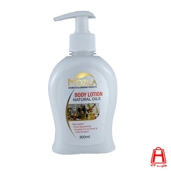 Mozilla body lotion contains 300 ml of vegetable oils