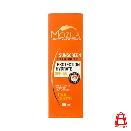 Mozilla sunscreen spf50 powder cream 50 ml in a