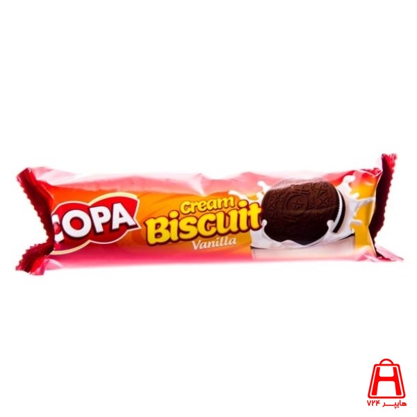 Round cream cocoa biscuits with 100 g vanilla cup