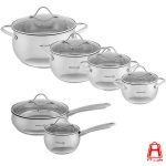 9 piece stainless steel pot service, code HY 8630
