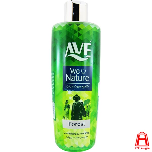 Face and body shampoo containing algae extract oh 400 g