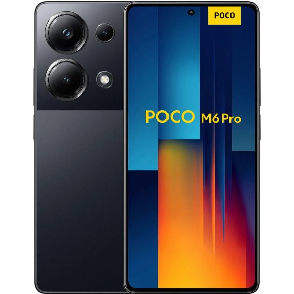 Xiaomi mobile phone model Poco M6 Pro dual sim card capacity 512 GB and RAM 12 GB